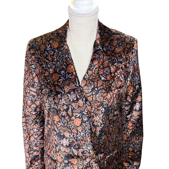Free People Ashby Velvet Printed Blazer Jacket Women's Small Floral Romantic - Picture 3 of 8